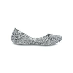 Melissa Campana Papel Flat Ballet Silver Gray Glitter Metallic Round toe…